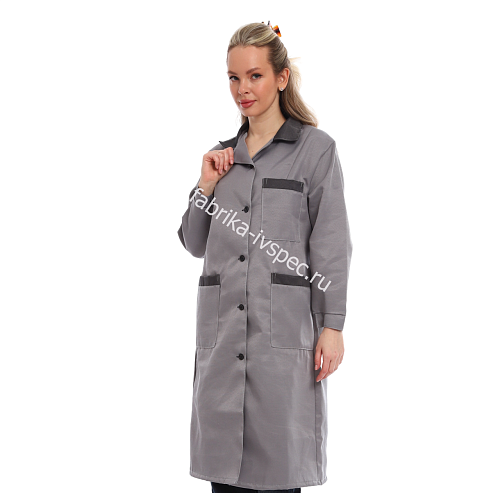 Халат рабочий женский арт. 828 серый от &amp;quot;Ивановская Фабрика Спецодежды&amp;quot;