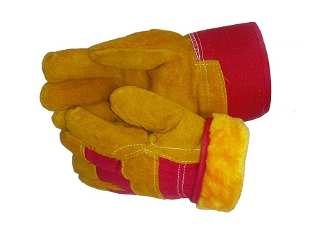 Перчатки спилковые комб. (утепленные), желтые
