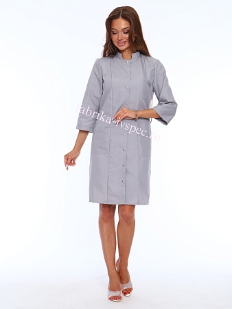 Халат медицинский женский, тиси (на пуговицах), арт. 818-А422 серый от "Ивановская Фабрика Спецодежды"