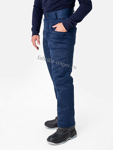 Зимние брюки мужские утепленные &amp;quot;Работник&amp;quot; (синие, 65/35) от &amp;quot;Ивановская Фабрика Спецодежды&amp;quot;