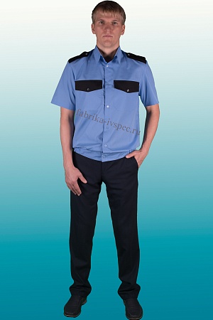 Летняя рубашка &quot;Охранник&quot; (короткий рукав, синяя) от &quot;Ивановская Фабрика Спецодежды&quot;